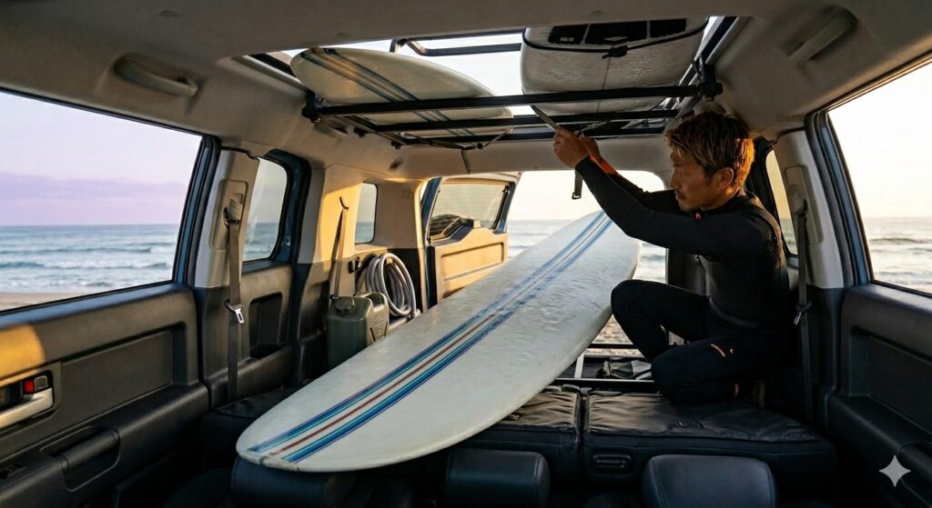 ランクルfj,ロングボード,積載,サーフィン,室内長