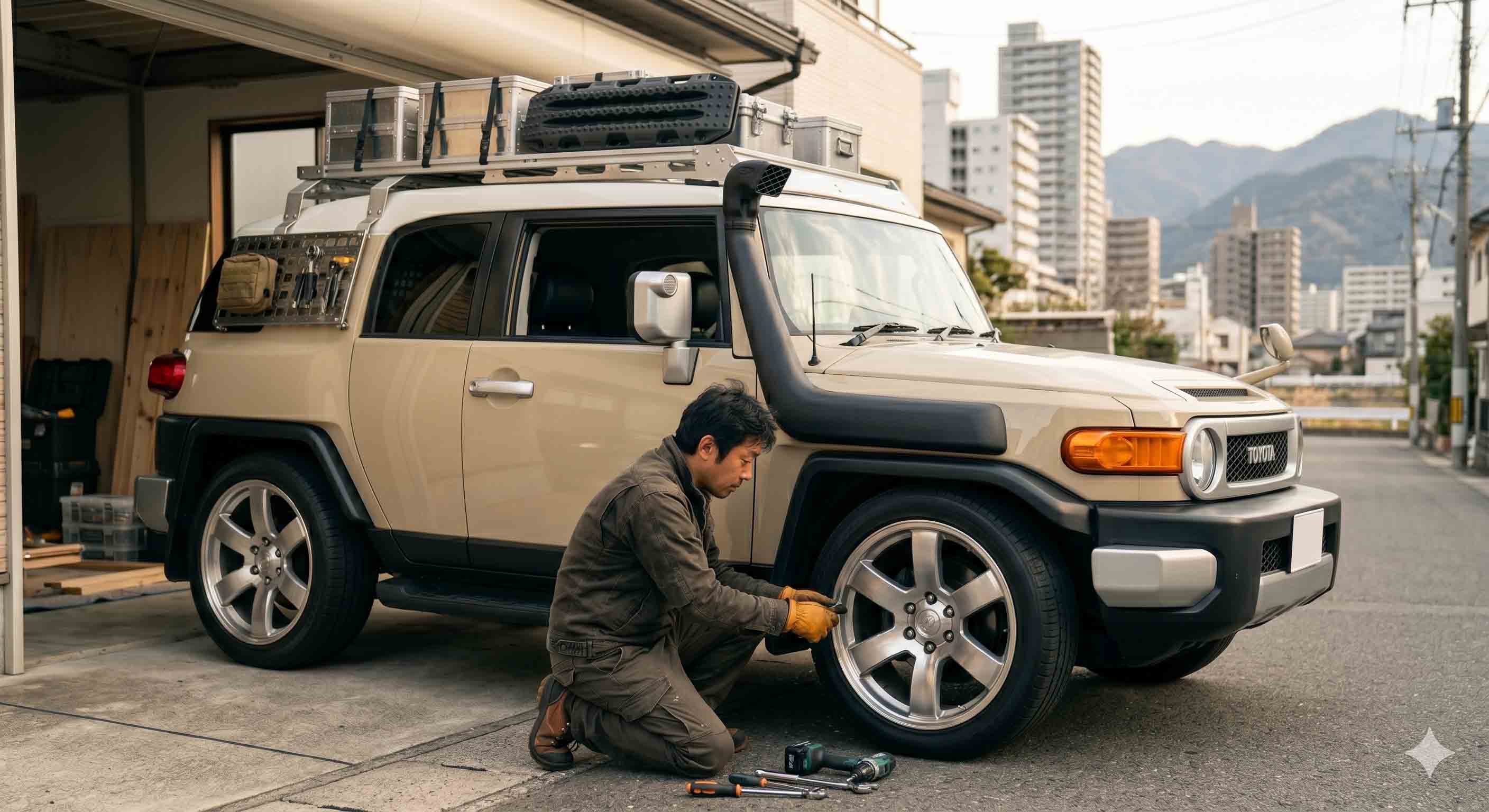 ランクルFJのローダウンとシュノーケル