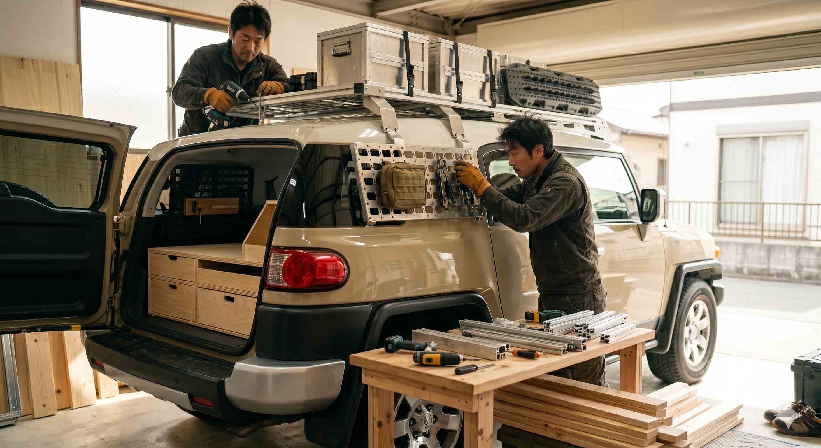 ランクルFJの収納の自作と実践アイデア