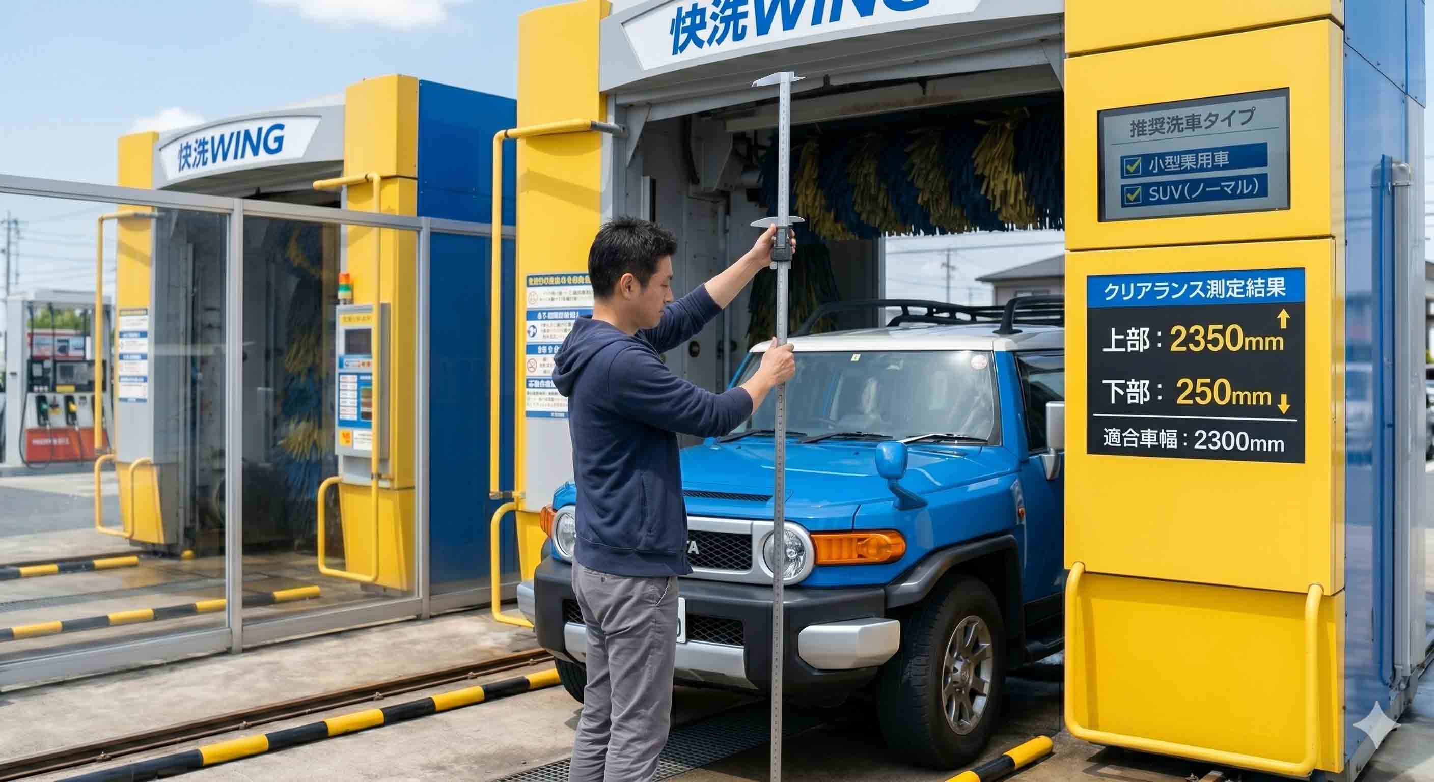 新型ランクルFJ、快洗WINGなど最新設備の洗車可能寸法