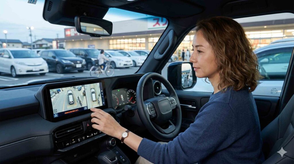 ランクルFJ、死角を補う最新モニターで安全確認